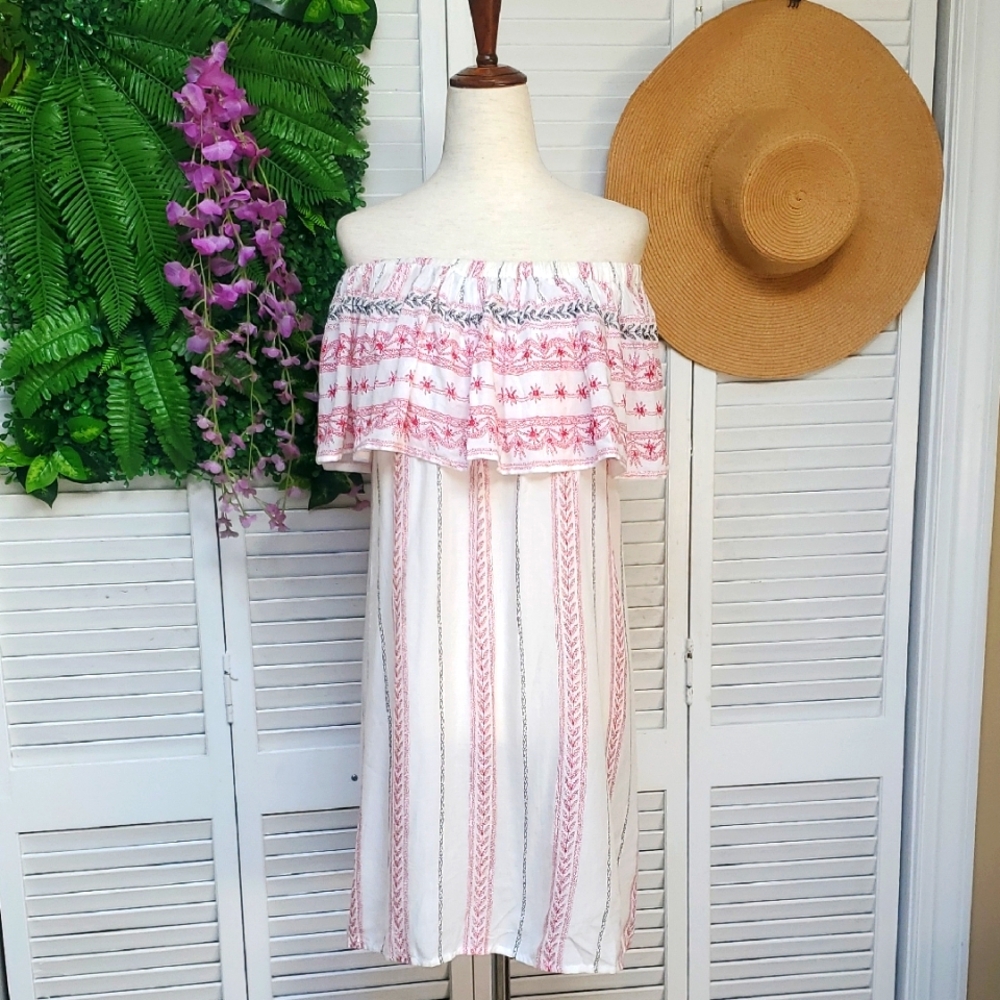 Elan Off-Shoulder Boho, Coverup, Resortwear, Sun Dress,Size M